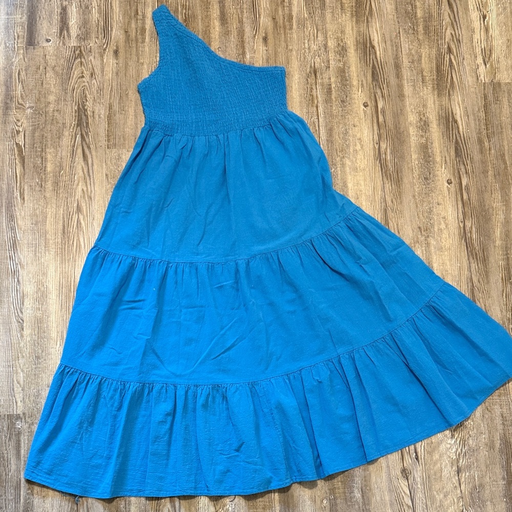 Blue One-Shoulder Women’s Dress